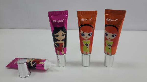 tubo cosmético brilhante de empacotamento de creme do CAL do olho 10g com ombro longo, diâmetro colorido 19mm da impressão