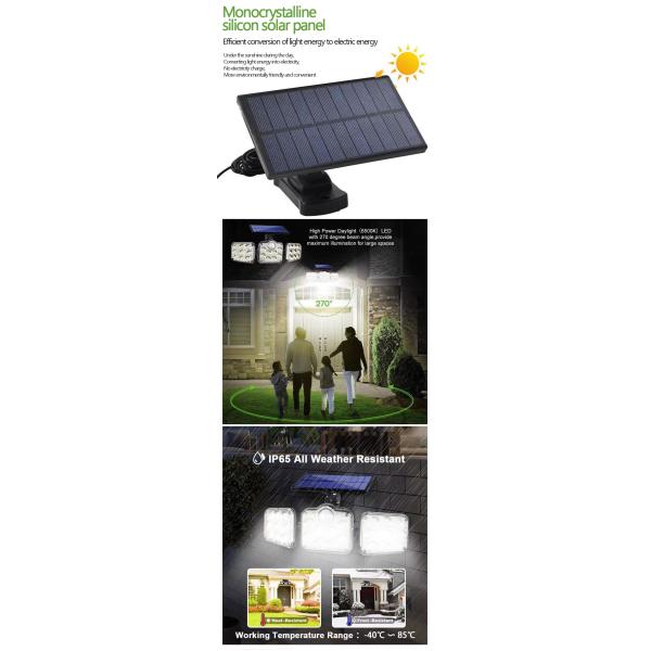 120 Smd Led Outdoor Wall Mounted Solar Led Lights Three Gear Bright Wide Irradiation