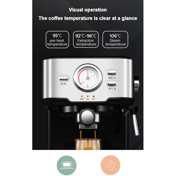 Italian 220V Home Coffee Machine With Milk Frother Black