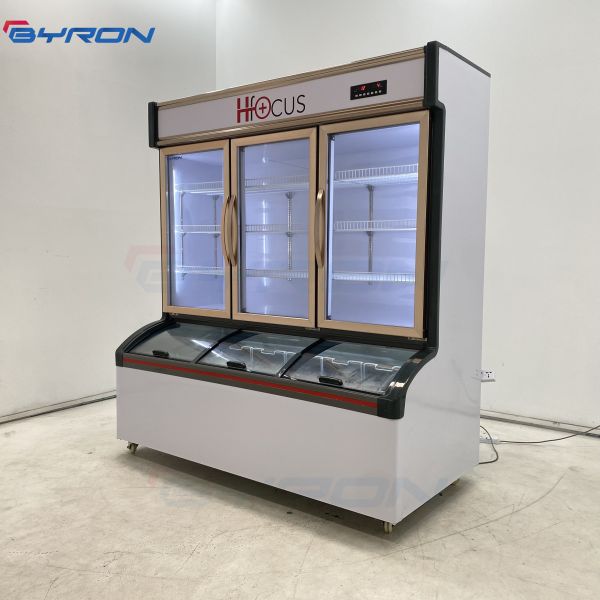 Vertical Triple Door Display Freezer Convenience Store Coolers Adjustable