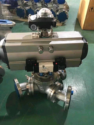 aero2 pneumatic actuator air control  three way Y type ball valve