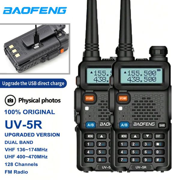 128 Channel Baofeng UV-5R Walkie-Talkie Water Resistant 5-10KM Range VHF UHF Frequency