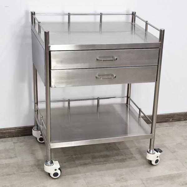Heavy Duty Stainless Steel Medical Cart With Locking Drawers Clinical Grade Storage Trolley