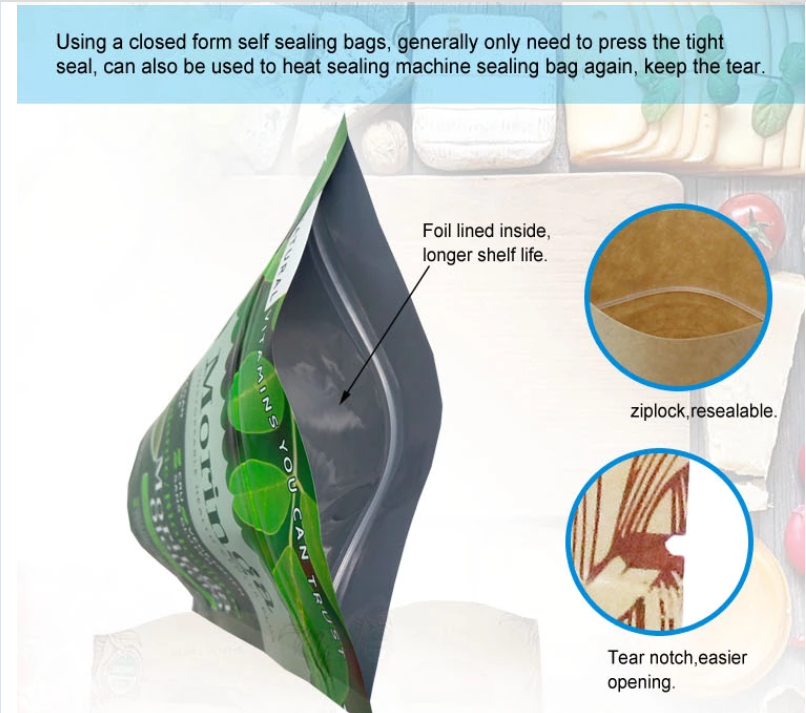 Stand Up Pet Food Bags With Resealable Zipper