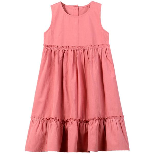Girls Everyday Casual Dresses Pleated Linen Cotton Kids Summer Children'S Clothing