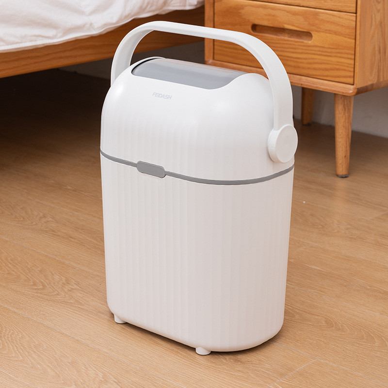 Creative Shake Lid Anti-smell Household Toilet Bedroom Plastic Seal Handle Diaper Waste Paper Storage Bin