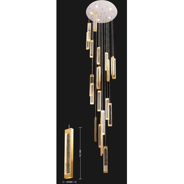 New Modern Luxury Gold Light Crystal Chandelier Loft Led Pendant Lights Hotel Lobby Stair High Ceiling Chandeliers Lamp