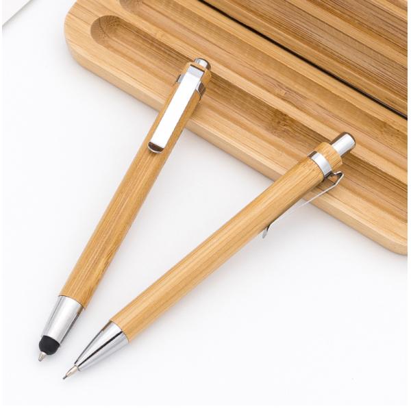 Eco friendly Bamboo Pen Light Weight Screen Touch Ball Pen Multi function Stylus Pen