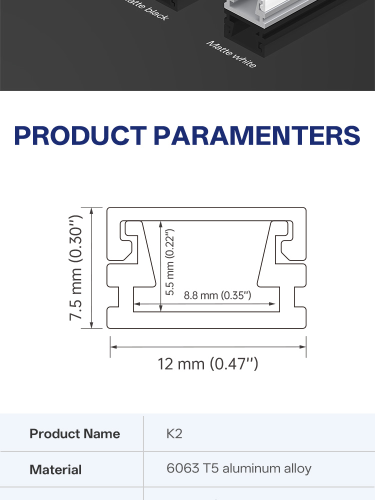 Surface Mount LED Strip Aluminium Profile with Anodized Surface and PC Cover for Decorative Illumination H7.5mm * W12.0mm
