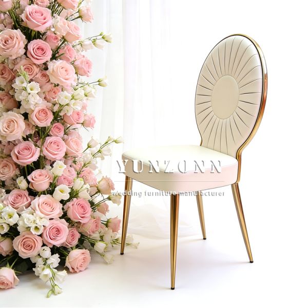 Wholesale Gold Stainless Steel PU Leather Luxury Wedding Chairs for Reception Events