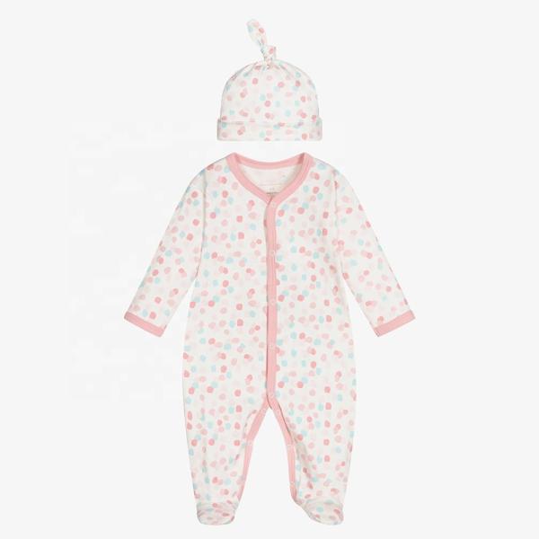 Newborn Jumpsuit Plain Autumn Long Sleeve Infant Clothing Bodysuit Cotton Baby Romper With Hat