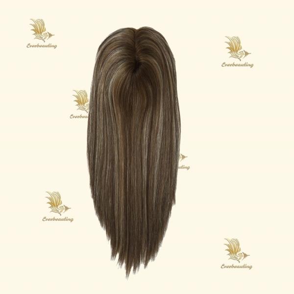 Muti-Color Silk Top Human Hair Topper with Bangs Length 16 inch