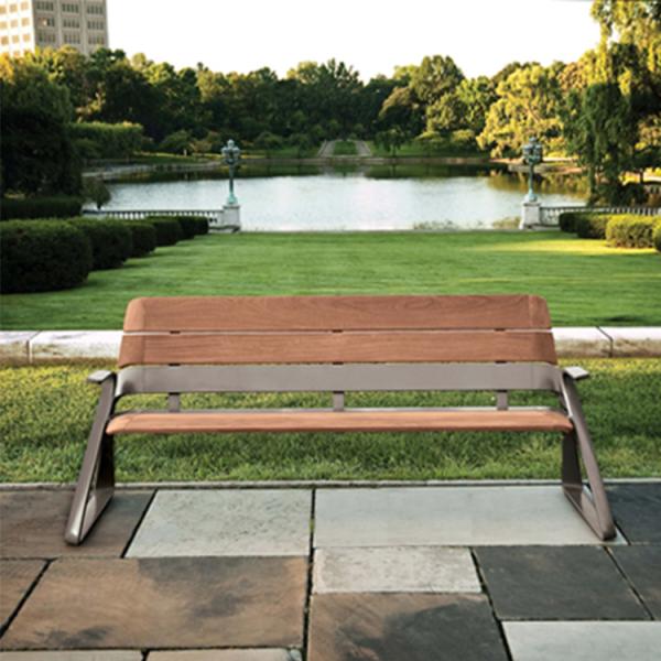 26W Inch Long Backrest Composite Wood Bench