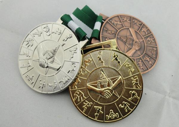 Silver and Gold Plating 3D Sport Medal with Long Ribbon for Sport Meeting, Holiday, Awards