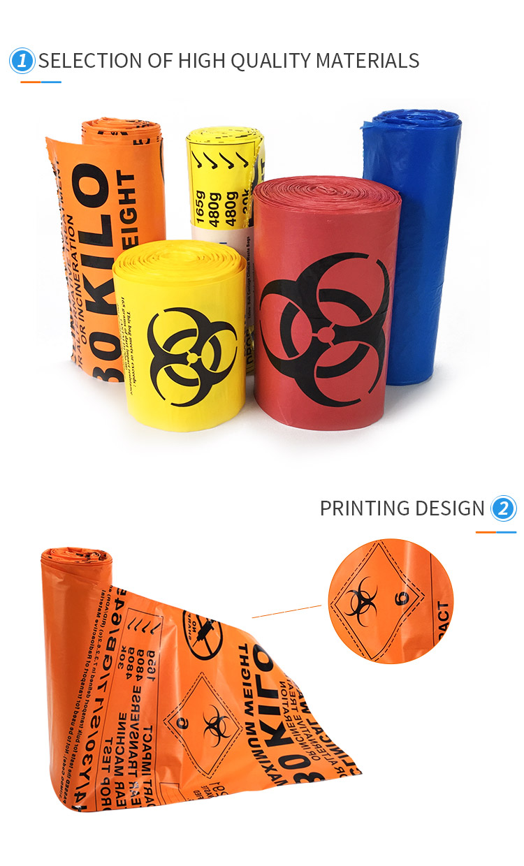 Полиэтиленовые пакеты Biohazard LDPE HDPE PP для отхода больницы медицинского