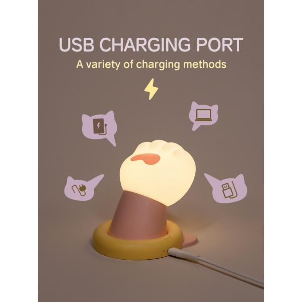 Factory Cute Sleeping Control CAT PAW USB Bedroom Lamps Silicone Lamp Rechargeable Touch Light Silicone Night Light