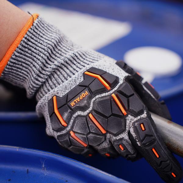 Safety 13 Gauge Nitrile Work Gloves Impact Resistant Reinforced Touchscreen Friendly Design
