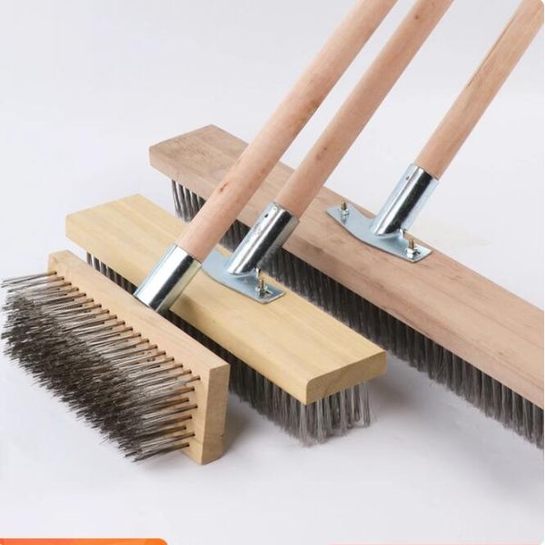 Heavy Duty Outdoor Yard Stiff Steel Wire Broom Head, Sweeping Brush for Deck Scrub Decking