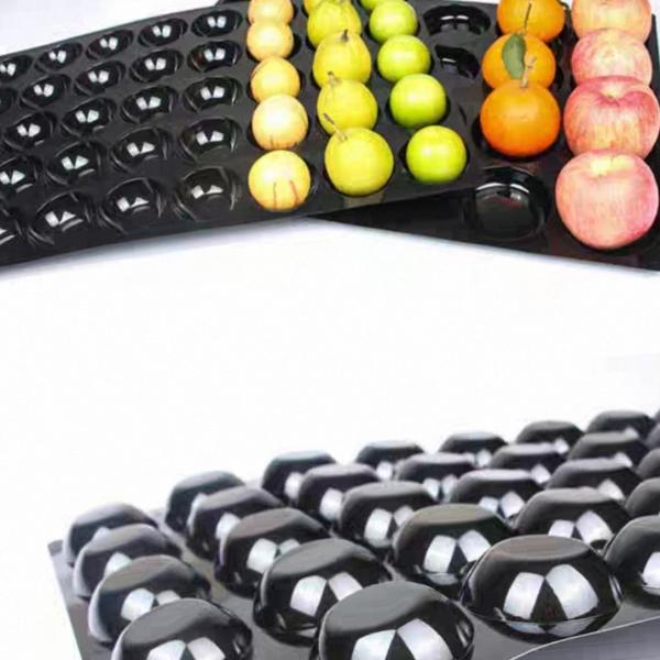 Fabrica personalizada desechable negro 24 agujeros estante de frutas rectangular bandeja de exhibición bandeja de arreglo de frutas