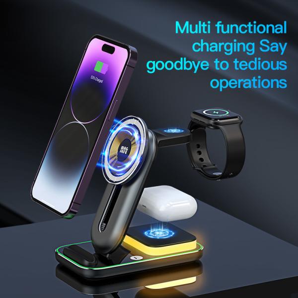 4 In 1 Magnetic Qi Wireless Charger Dock  Short Circuit  Universal