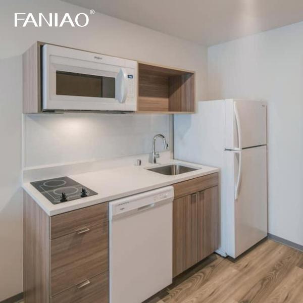 Design gratuito de casa inteira Personalização Hotel Apartamento Mobiliário de cozinha modular Moderno Armazéns de cozinha