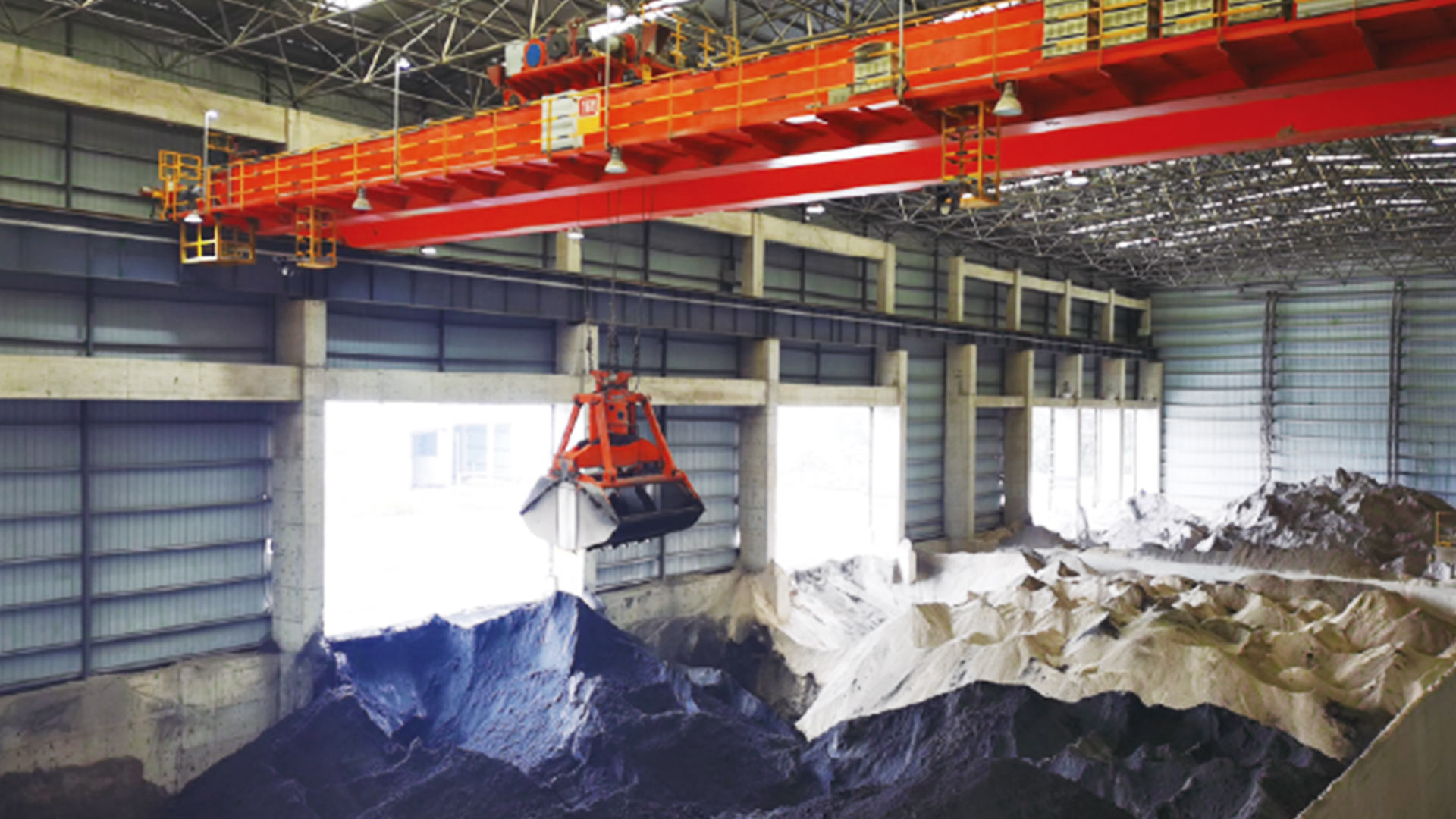 Cement Handling Crane Intelligent Double Girder Overhead Crane with Clamshell Grab