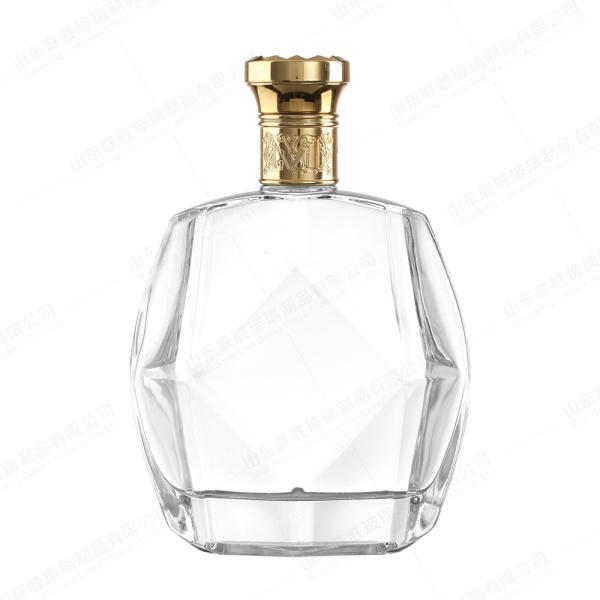 Bouteille en verre plat personnalisée 375ml 500ml 750ml 1000ml Bouteille de whisky pour bar à domicile