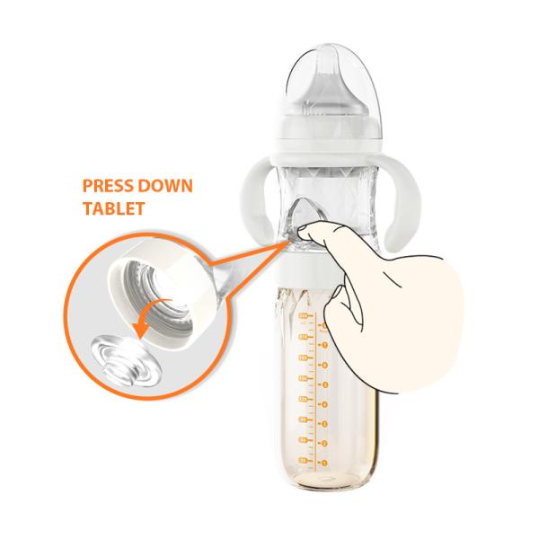Multifunction food grade 240ml 3 in 1 quick brew instant  Glass baby feeding milk bottle with Thermostat bottle warmer