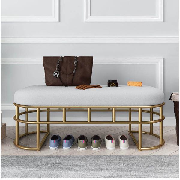 Living Room Furniture Bamboo Shoe Rack Bench with Cushion and Entryway Sitting Stool