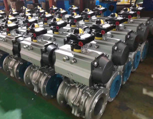 Steel Pneumatic Operated Ball Valve Double Action Spring Return Valves With 90 Degree Actuator
