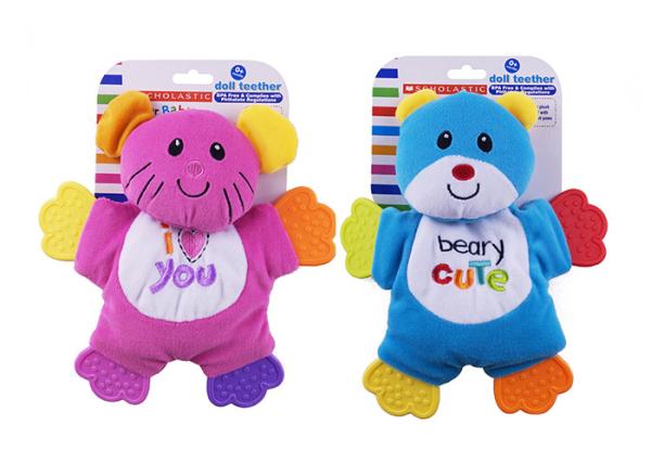 10  BPA Free Plush Animal Teether Infant Baby Toys with 4 Textured Paws Lion Bear