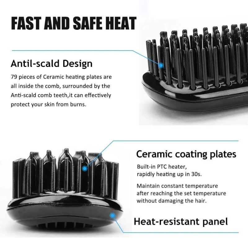 RTS J Electric Portable Hair Straightener for Men with Multi-Functional Styling Comb Set Household & Hotel Use Gift Box