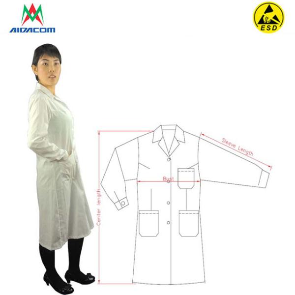 SGS White Blue 0.35kg 10000 Class Cleanroom ESD Smock