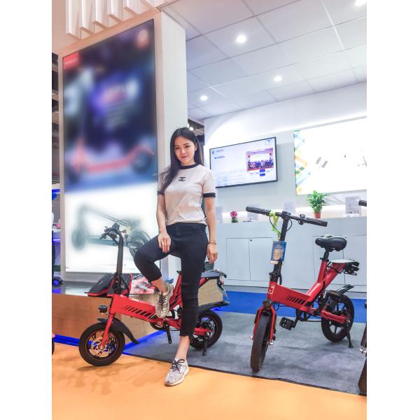 Portable Electric Bicycle Folding Road Bike 14 Inch Front / Rear Double Disc Brake