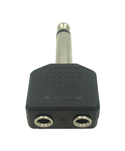 Y Splitter Microphone Audio Cable Connectors 1/4 Inch Mono Male to Dual 3.5mm Female