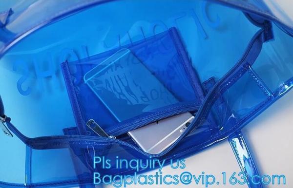 PVC soft pouch bag with round, packaging bag with embroidery recyclable quilt packaging bag, Handle Bag, PVC Shopping Ba