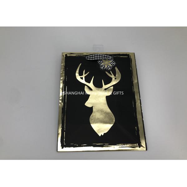 Small / Large Xmas Gift Bags , Paper Christmas Goodie Bags Full Gold Hot Stamping Printed