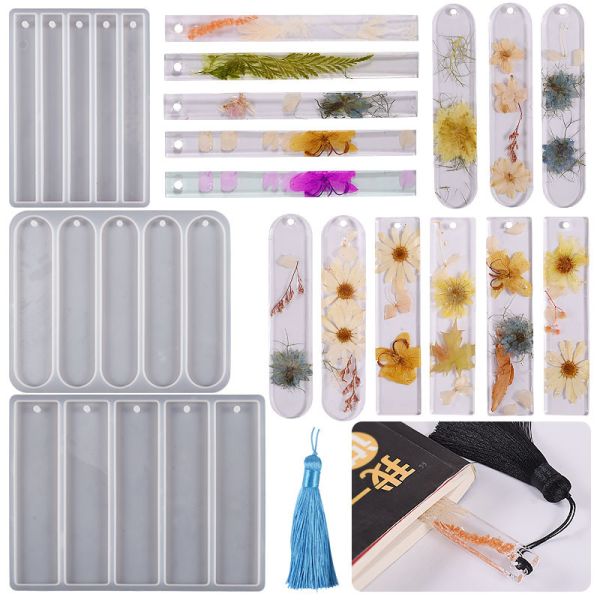 DIY crystal dropper resin mirror rectangular oval full page bookmark hanging pendant silicone mold