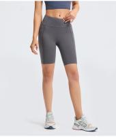O short do exercício das mulheres de BSCI cortou livre o short de nylon do motociclista do Spandex com bolso do telefone
