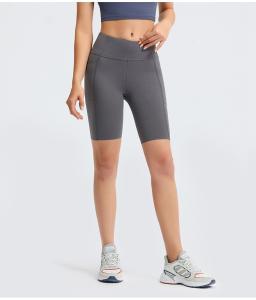 BSCI Womens Workout Shorts Free Cut Nylon Spandex Biker Shorts With Phone Pocket