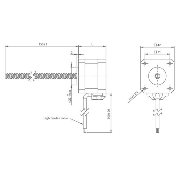 Напряжение тока 2,1 угла шага stepper мотора 1.8° винта шарика Nema 17 (42mm) гибридное/3.7V настоящее 1A, 4 подводящего провода