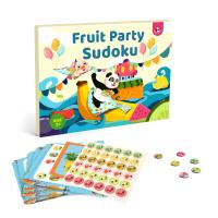 El partido magnético de la fruta del tablero de Sudoku del foco de los niños numera el pensamiento del sentido