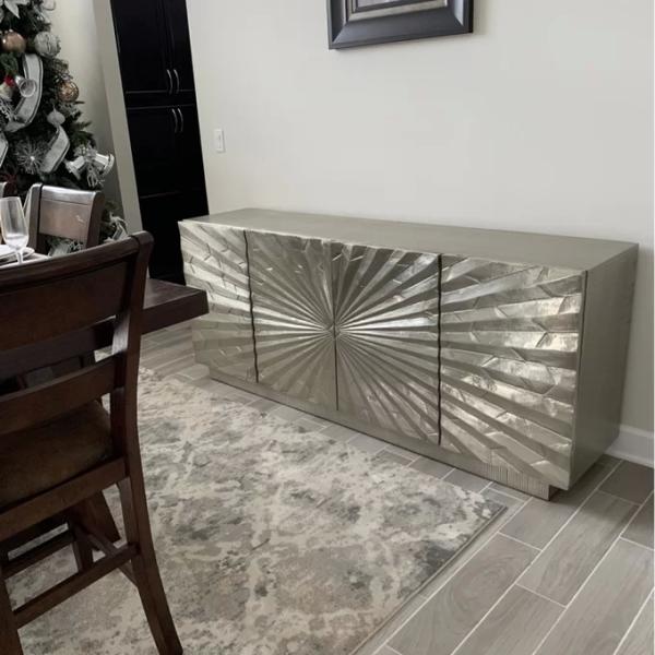 Mirrored Metal Sideboard Cabinet TV Stand Buffet Storage Unit OEM