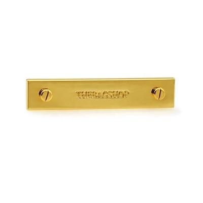 Fashionable Handbag Metal Label with Customized Engraved Logo and 2 Decorative Screws