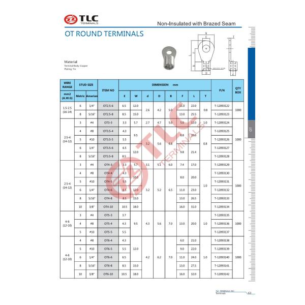 600V Non Insulated Closed Barrel Ring Terminals 1.5-6mm2
