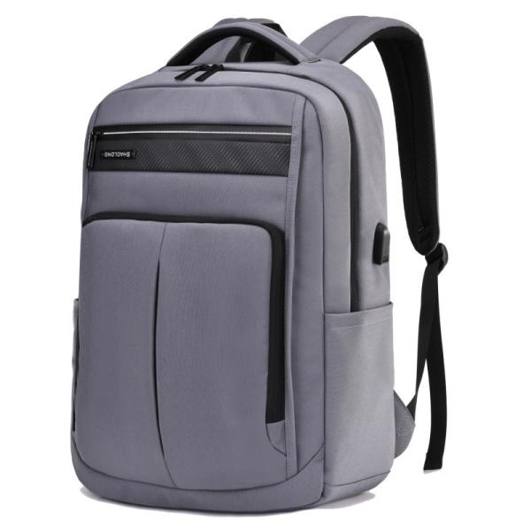 15.6inch Business Laptop Backpack USB Charging Black Leather Laptop Bag