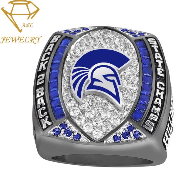 Die Casting Logo Deep Engraved Silver Sports Rings Youth Football Championship Rings