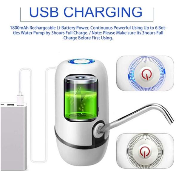 4W Automatic Bottled Water Pump With USB Rechargeable CE RoHS UL FCC Certification
