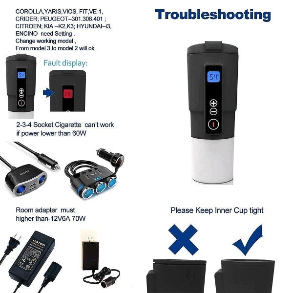 13OZ controle de temperatura caneca de viagem de aquecimento de taça Taça de aquecimento elétrico para café no carro 12V Smart Taça de café LCD display