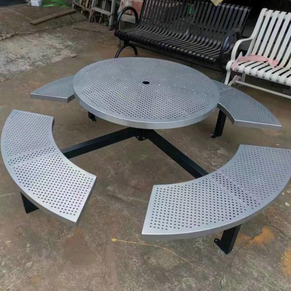 Stainless Steel Round Dining Table With Chair Leisure Wood Picnic Table Bench